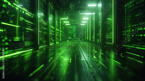 AI Data Center with Connected Monitors