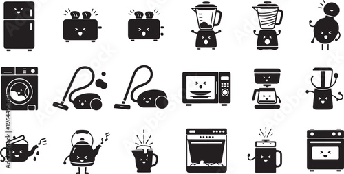 Black and white collection of music technology devices and symbols