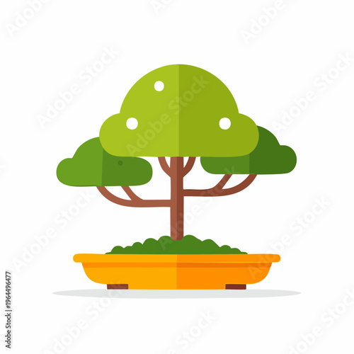 シンプルな盆栽のベクターアイコン（和風・植物）