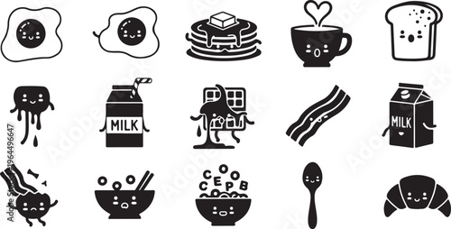 Black and white line collection of dairy products milk containers and farm animals line dairy goat