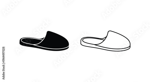 Black and white slippers side by side Vector