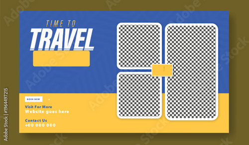 Travel Web Banner Template Design. Time to Travel Get Ready for a New Adventure