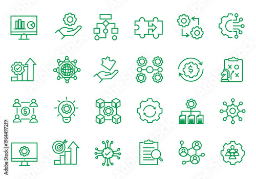 Remote working icon set. Editable line icons. Vector illustration.