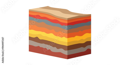 Cross-section of geological layers showing different strata and soil composition, illustrating earth's subsurface structure and various rock formations.