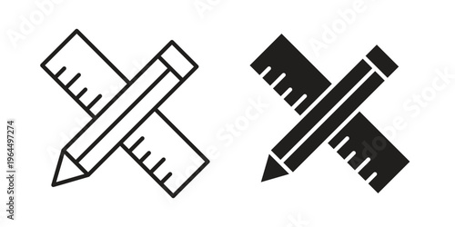 Pencil and ruler icons collection vector design illustration isolated. EPS10