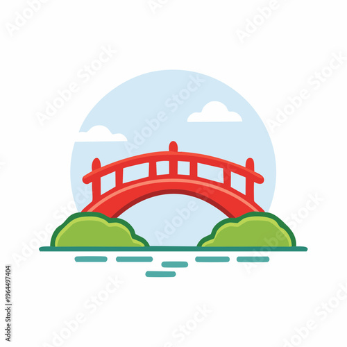 シンプルな日本庭園の太鼓橋のベクターアイコン