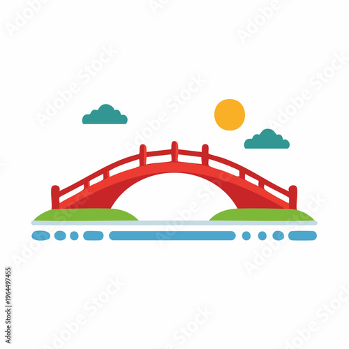 シンプルな日本庭園の太鼓橋のベクターアイコン