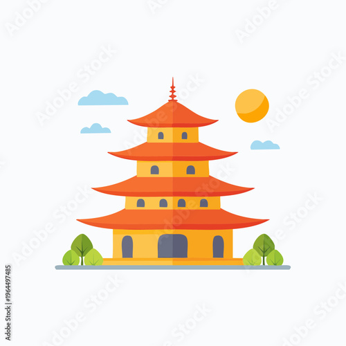 シンプルな五重塔のベクターアイコン（寺院・観光）