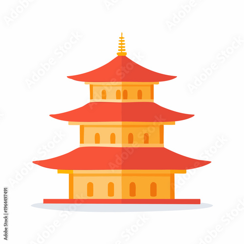 シンプルな五重塔のベクターアイコン（寺院・観光）