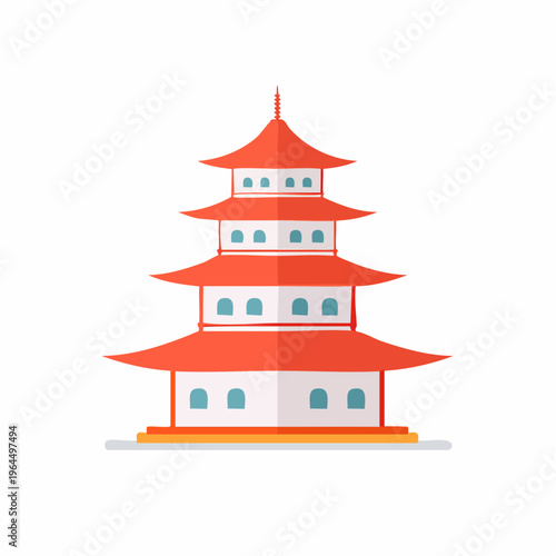 シンプルな五重塔のベクターアイコン（寺院・観光）