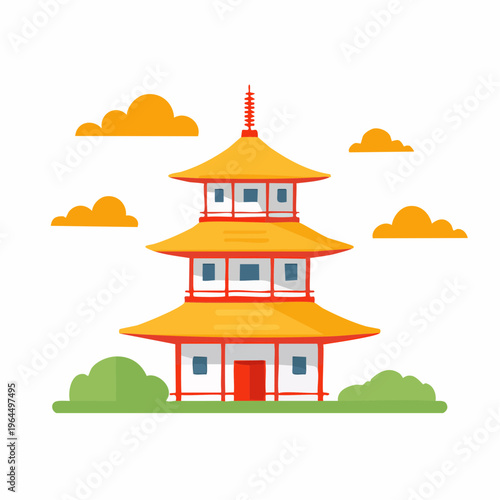 シンプルな五重塔のベクターアイコン（寺院・観光）