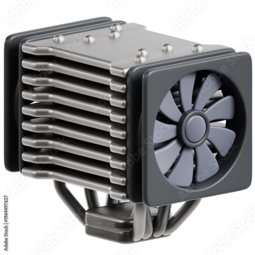 High-performance computer processor cooler with a fan and heat sink, designed for efficient thermal management and optimal system cooling