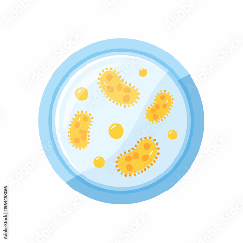 シンプルなシャーレと細菌のベクターアイコン（バイオ・医療）