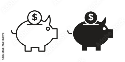Piggy bank icons collection vector design illustration isolated. EPS10