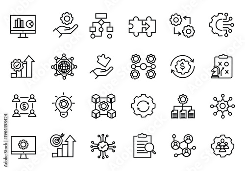 Business forecasting icon set. Editable line icons. Vector illustration.