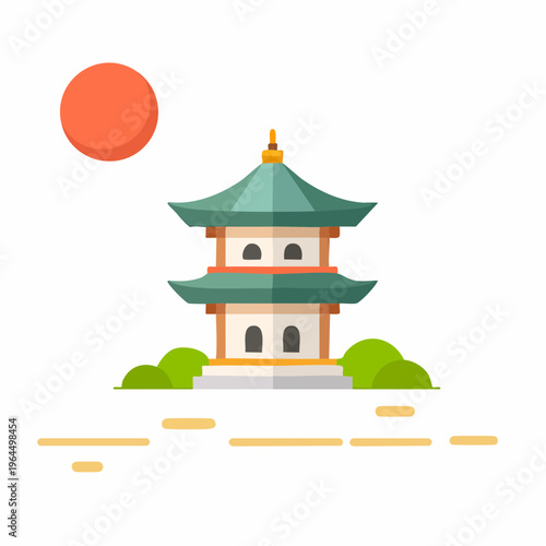 シンプルな石灯籠のベクターアイコン（日本庭園・和風）