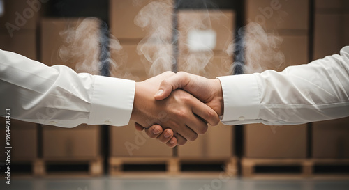 Warehouse Handshake – Logistics Partnership Photography