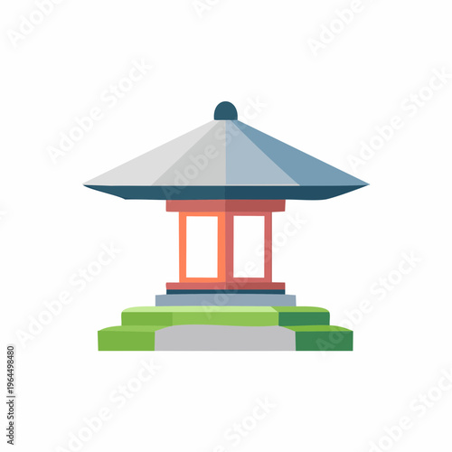 シンプルな石灯籠のベクターアイコン（日本庭園・和風）