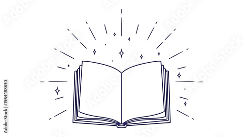 Book's Enlightenment: An open book radiating with light, symbolizing knowledge, discovery, and the power of literature.