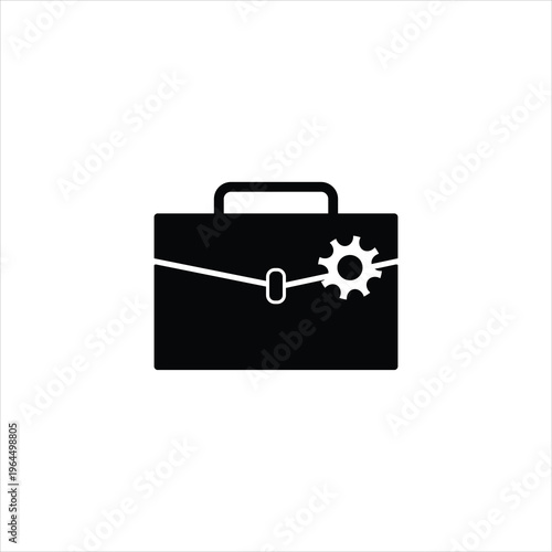 Black Briefcase with Gear Icon - Concept of Business Management, Professional Services, and Technical Support.