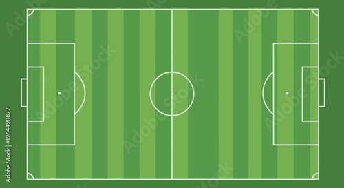 Green Football Soccer Field Top View with White Markings for Sports Venue Illustration