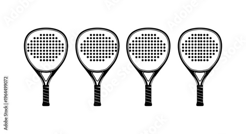 Wallpaper Mural Four Padel Tennis Rackets Aligned on Isolated White Background Torontodigital.ca