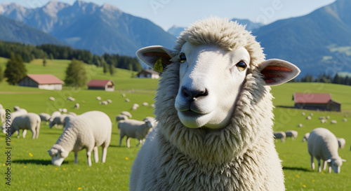 Sheep in Green Pasture – Rural Farm Photography