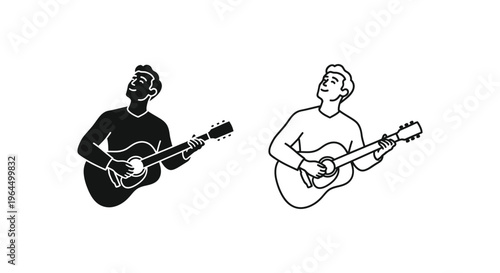 Guitar players duo music illustration Vector