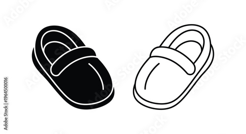 Black and white slippers illustration Vector