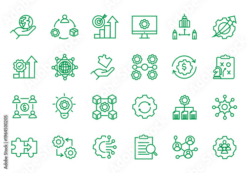 Cross functional icon set. Editable line icons. Vector illustration.
