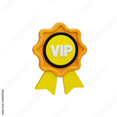 Eye-catching 3D rendered VIP badge icon symbolizing exclusive premium status and special member privileges, ideal for high-quality service recognition and rewards