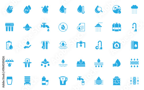 set of water icons, clean water, water purification