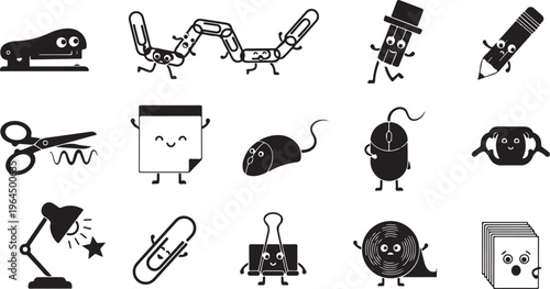 Black and white of various and animals including a car truck train scissors camera robot and more