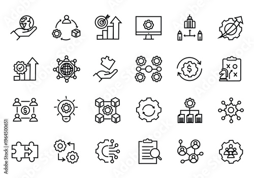 Business Integration icon set. Editable line icons. Vector illustration.