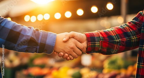 Community Market Handshake at Sunset