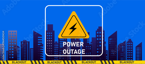 Urban blackout scenario showing energy crisis and unstable power distribution network