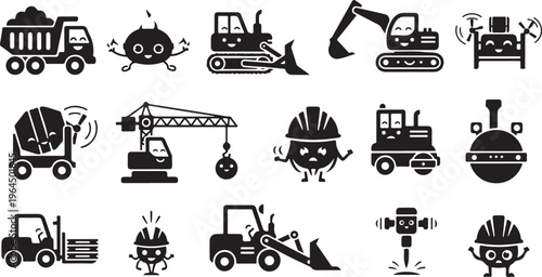 Black and white of various vehicles and transportation modes including cars buses trains bicycles motorcycles and boats