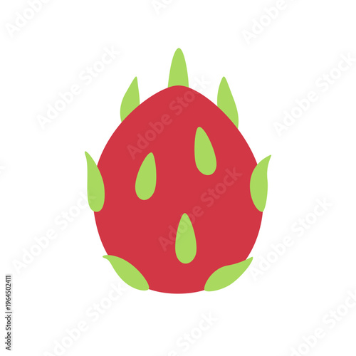 Cute flat design red dragon fruit icon isolated on white background
