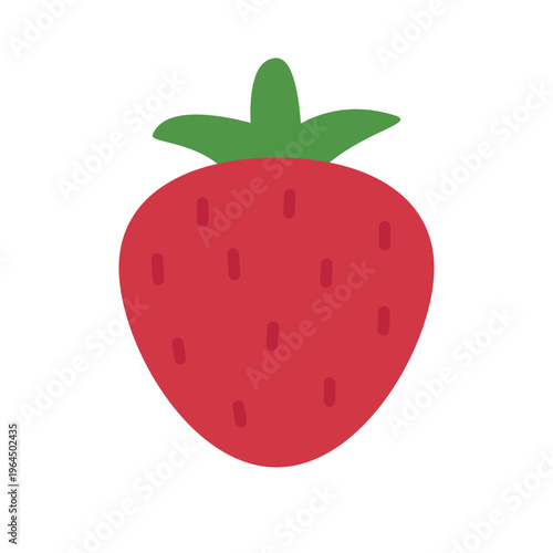 Cute flat design red strawberry fruit icon isolated on white background