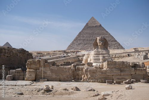 Sphinx on the pyramids of Giza 