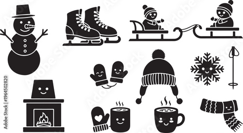 Black cartoon witch on broomstick with cauldron and spellbook in dark forest setting black witch