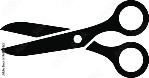Black vector graphic illustration of a pair of scissors
