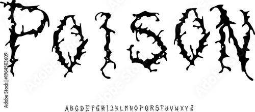 POISON Toxic Horror Display Font Alphabet – Distorted Organic Decorative Typeface with Acid Melt Style for Halloween Designs, Dark Branding, Album Covers, Posters, and Creepy Typography Projects