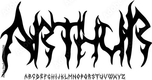 ARTHUR Dark Fantasy Gothic Display Font Alphabet – Sharp Flame-Inspired Decorative Typeface for Metal Logos, Medieval Branding, Album Covers, Posters, and Epic Typography Projects