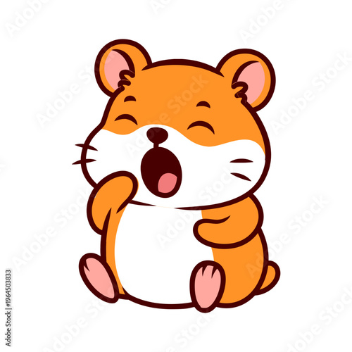 Cute Hamster Yawning Cartoon Illustration