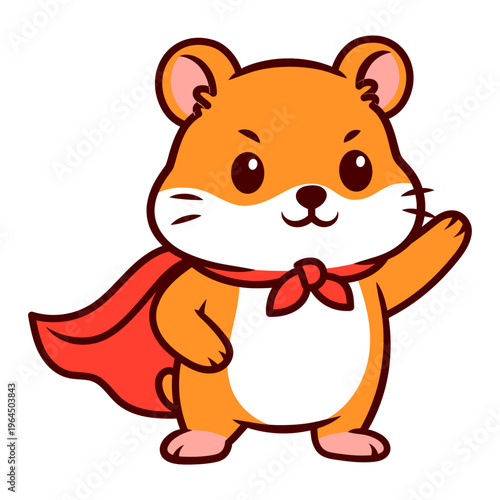 Cute Hamster Superhero Cartoon Illustration