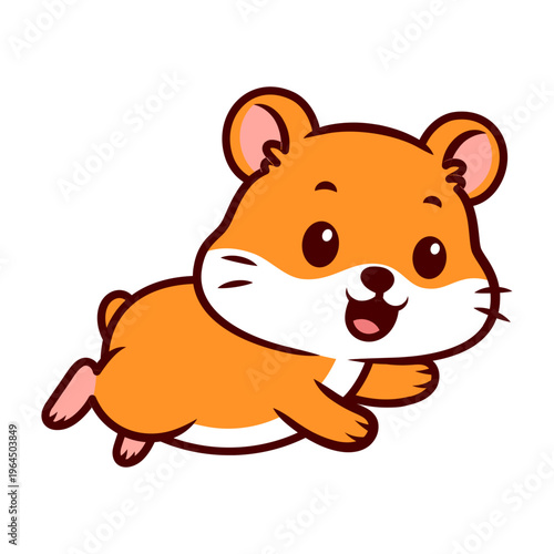 Cute Hamster Running Cartoon Illustration