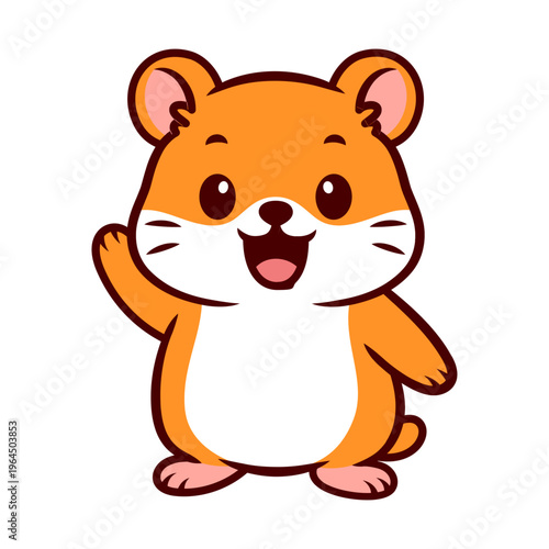 Cute Hamster Waving Hand Cartoon Illustration