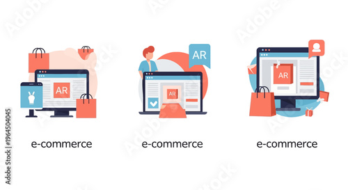 E-commerce Augmented Reality Concepts: Online Shopping with AR Integration on Desktop and Mobile Devices, Enhancing Digital Retail Experience
