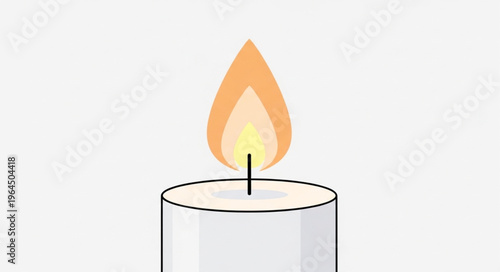 Illustration of a burning candle with a bright flame.